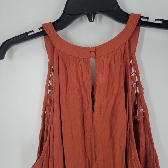 Torrid Orange Crinkle Gauze Crochet Detail Halter Tank 1X - Picture 6 of 10